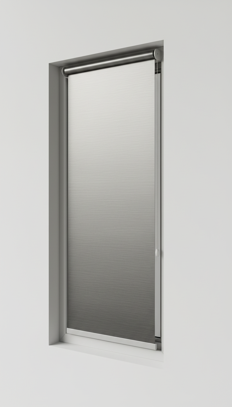 Roller Blind with Brushed Metal Finish